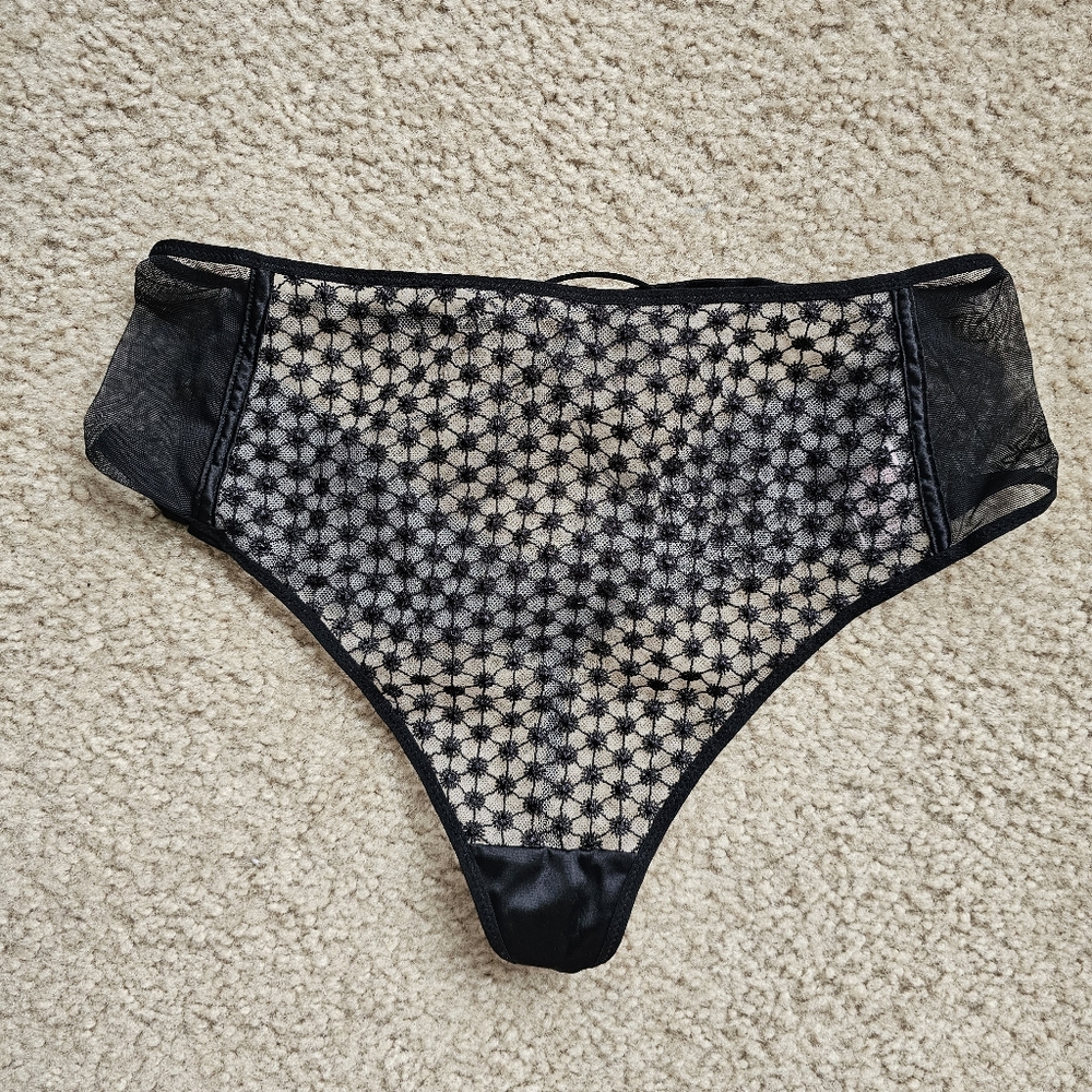 Victorias Secret high waist thong panty embroidered see through strappy small